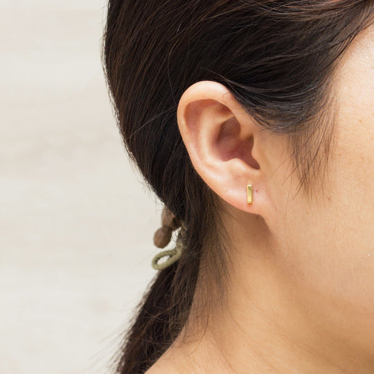 Gold Plated Bar Earrings - Philip Jones Jewellery