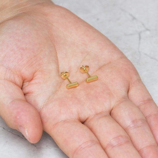 Gold Plated Bar Earrings - Philip Jones Jewellery