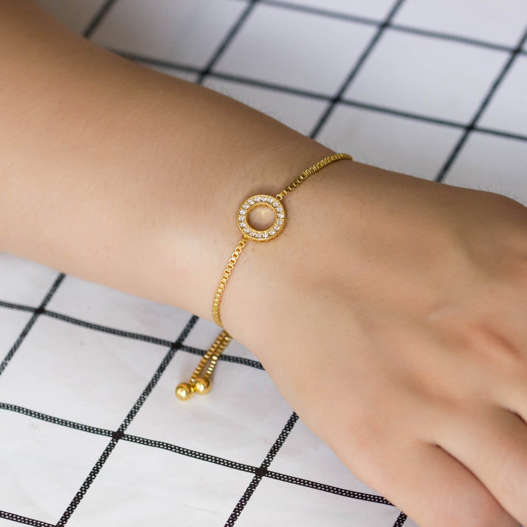 Gold Plated Circle of Life Friendship Bracelet Created with Zircondia® Crystals - Philip Jones Jewellery