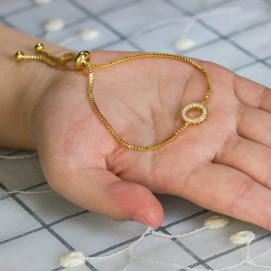 Gold Plated Circle of Life Friendship Bracelet Created with Zircondia® Crystals - Philip Jones Jewellery