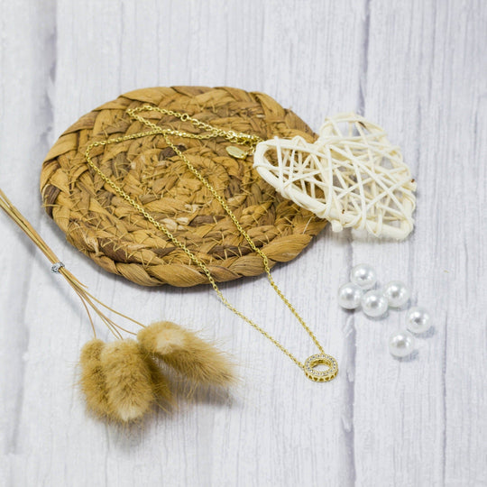 Gold Plated Circle of Life Necklace Created with Zircondia® Crystals - Philip Jones Jewellery