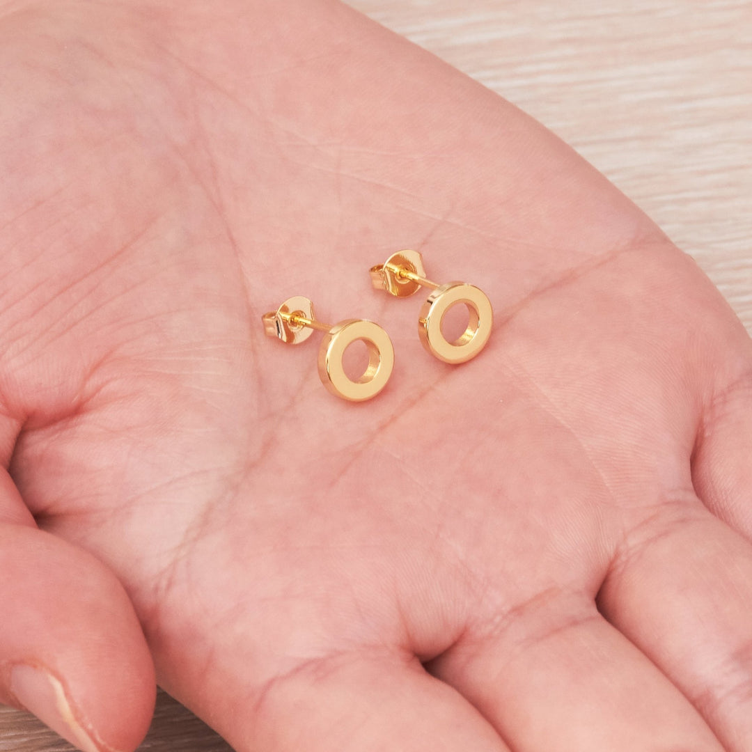 Gold Plated Circle Stud Earrings - Philip Jones Jewellery
