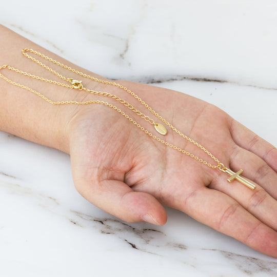 Gold Plated Cross Necklace - Philip Jones Jewellery