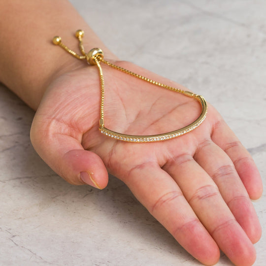Gold Plated Friendship Bracelet Created with Zircondia® Crystals - Philip Jones Jewellery