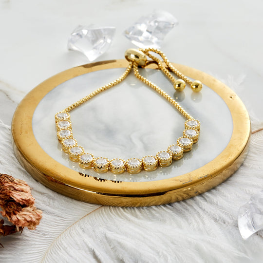 Gold Plated Friendship Bracelet with Zircondia® Crystals - Philip Jones Jewellery