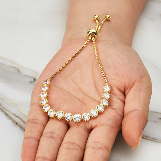 Gold Plated Friendship Bracelet with Zircondia® Crystals - Philip Jones Jewellery