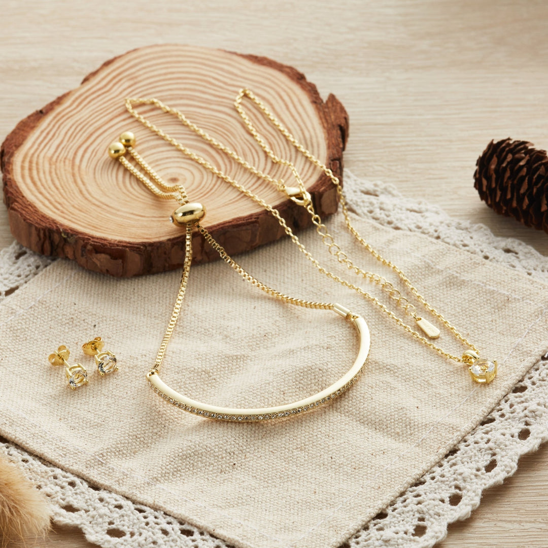 Gold Plated Friendship Set Created with Zircondia® Crystals - Philip Jones Jewellery