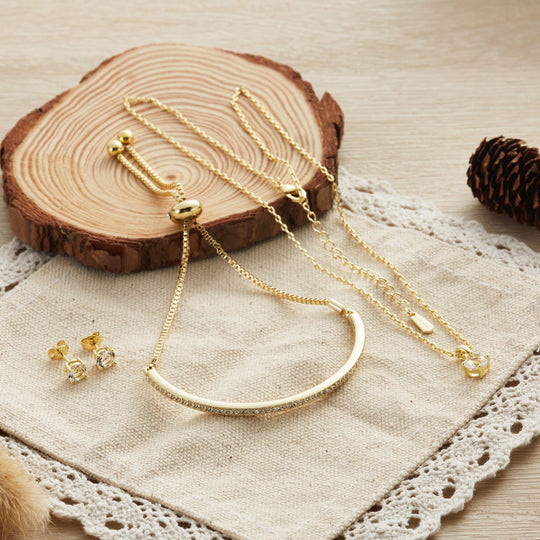 Gold Plated Friendship Set Created with Zircondia® Crystals - Philip Jones Jewellery