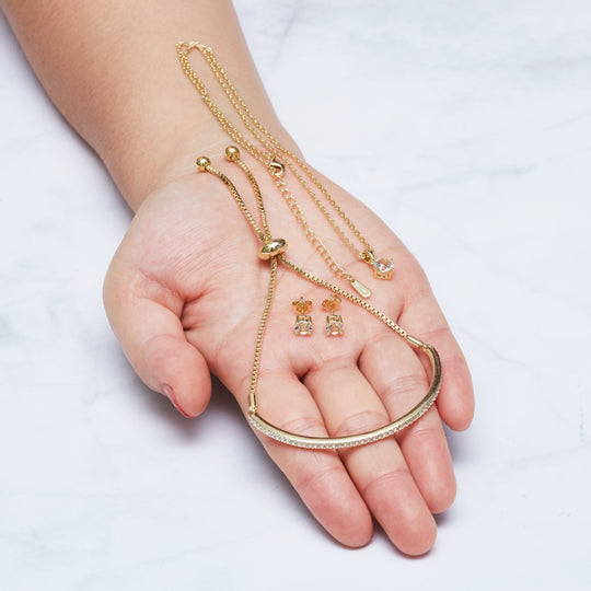 Gold Plated Friendship Set Created with Zircondia® Crystals - Philip Jones Jewellery