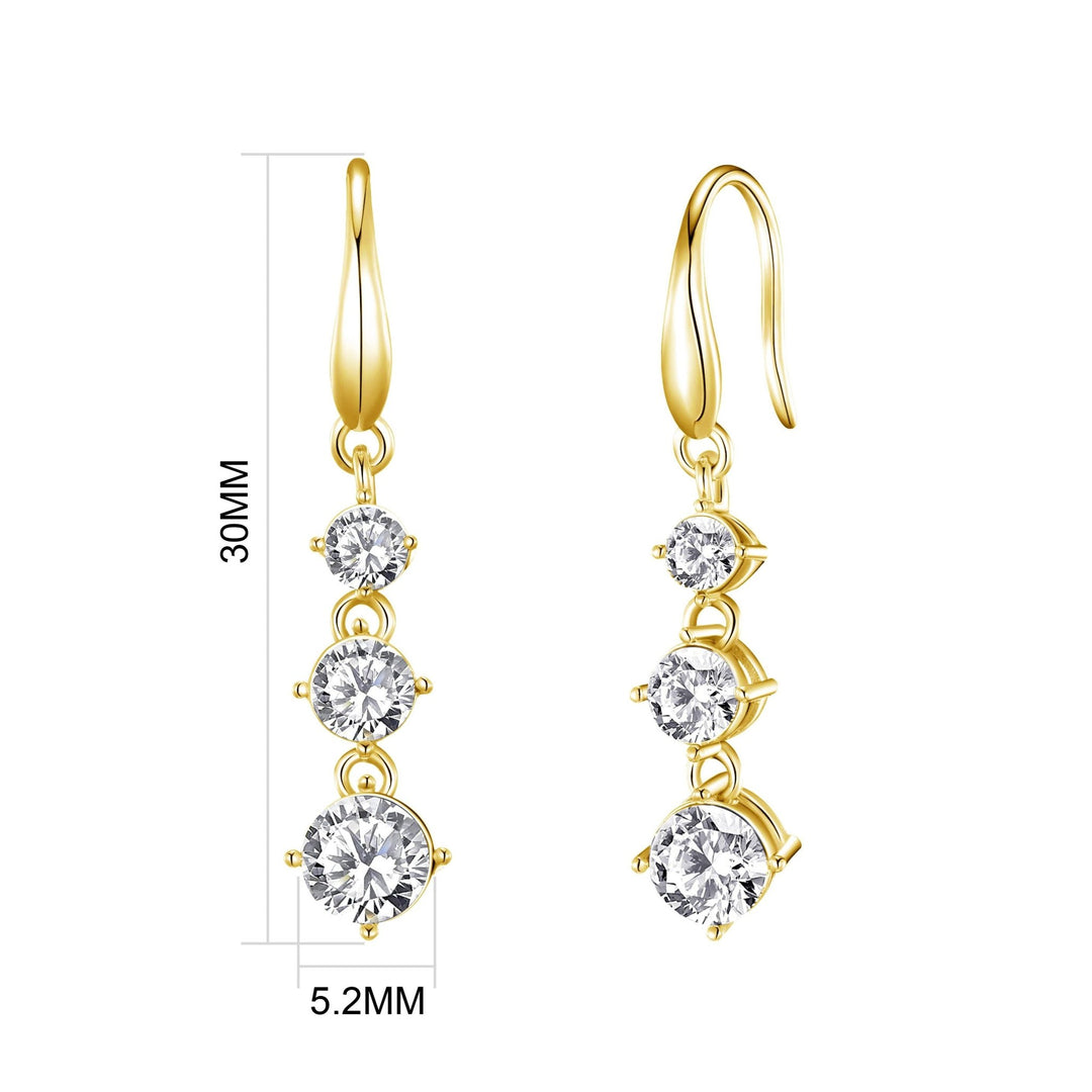 Gold Plated Graduated Drop Earrings Created with Zircondia® Crystals - Philip Jones Jewellery
