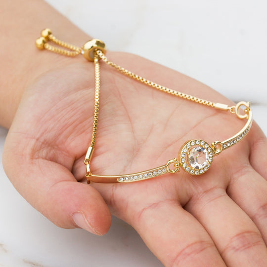Gold Plated Halo Friendship Bracelet Created with Zircondia® Crystals - Philip Jones Jewellery