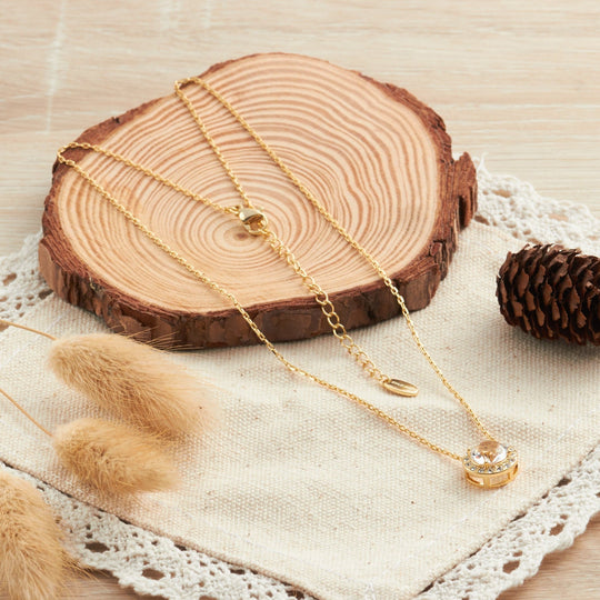 Gold Plated Halo Necklace Created with Zircondia® Crystals - Philip Jones Jewellery