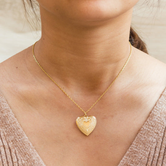 Gold Plated Heart Locket - Philip Jones Jewellery
