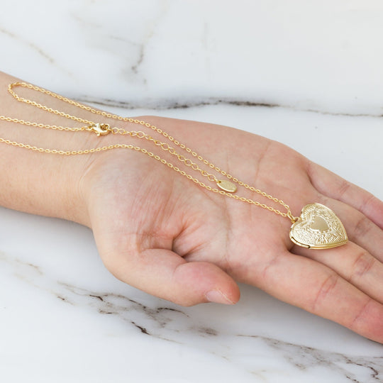 Gold Plated Heart Locket - Philip Jones Jewellery