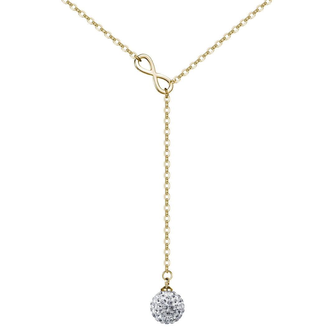Gold Plated Infinity Lariat Necklace Created with Zircondia® Crystals - Philip Jones Jewellery