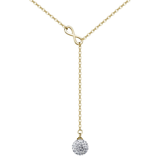 Gold Plated Infinity Lariat Necklace Created with Zircondia® Crystals - Philip Jones Jewellery