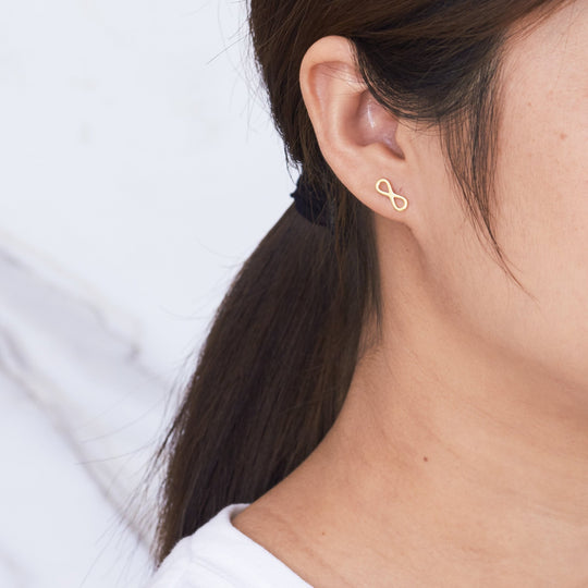 Gold Plated Infinity Stud Earrings - Philip Jones Jewellery