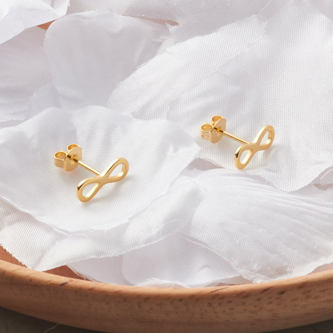 Gold Plated Infinity Stud Earrings - Philip Jones Jewellery
