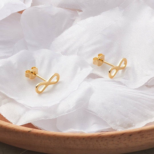 Gold Plated Infinity Stud Earrings - Philip Jones Jewellery