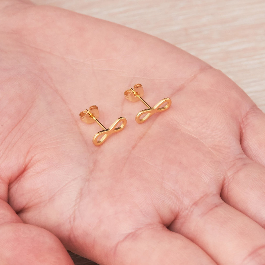 Gold Plated Infinity Stud Earrings - Philip Jones Jewellery