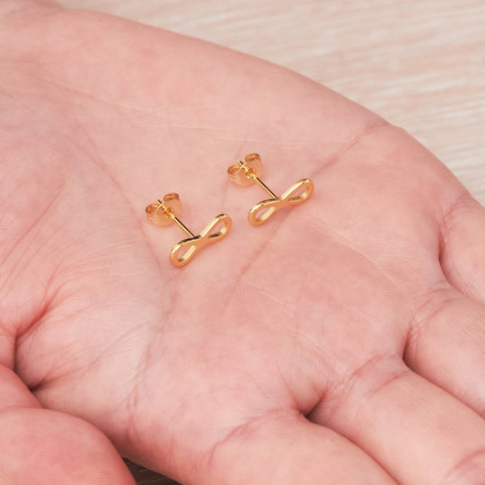 Gold Plated Infinity Stud Earrings - Philip Jones Jewellery