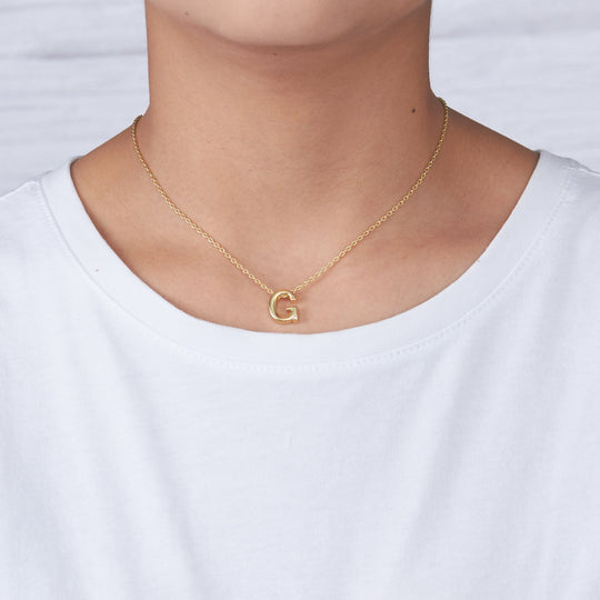 Gold Plated Initial Necklace Letter G Created with Zircondia® Crystals - Philip Jones Jewellery