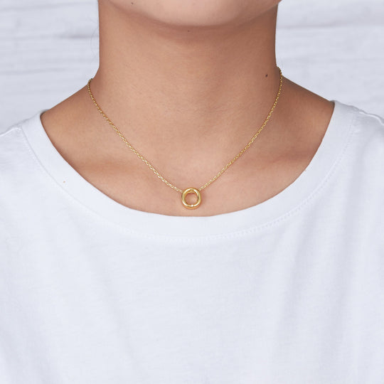 Gold Plated Initial Necklace Letter O Created with Zircondia® Crystals - Philip Jones Jewellery