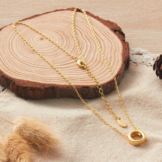 Gold Plated Initial Necklace Letter O Created with Zircondia® Crystals - Philip Jones Jewellery