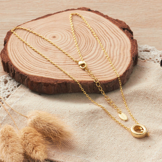 Gold Plated Initial Necklace Letter Q Created with Zircondia® Crystals - Philip Jones Jewellery