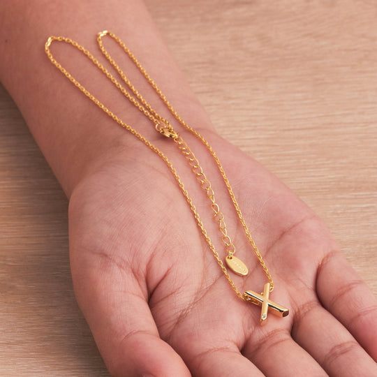 Gold Plated Initial Necklace Letter X Created with Zircondia® Crystals - Philip Jones Jewellery