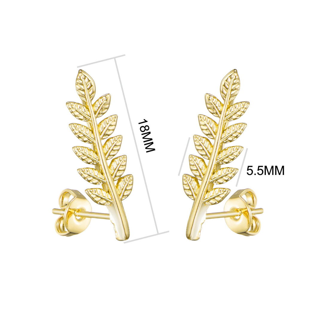 Gold Plated Leaf Earrings - Philip Jones Jewellery