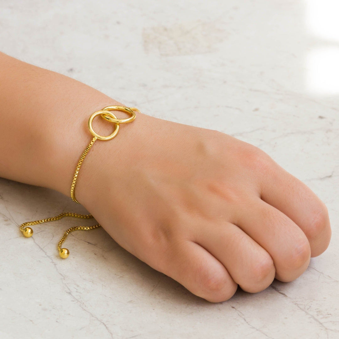 Gold Plated Link Friendship Bracelet Created with Zircondia® Crystals - Philip Jones Jewellery
