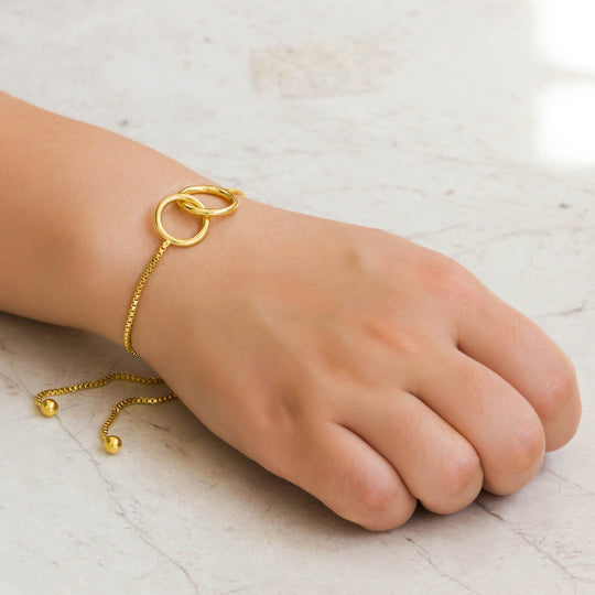 Gold Plated Link Friendship Bracelet Created with Zircondia® Crystals - Philip Jones Jewellery