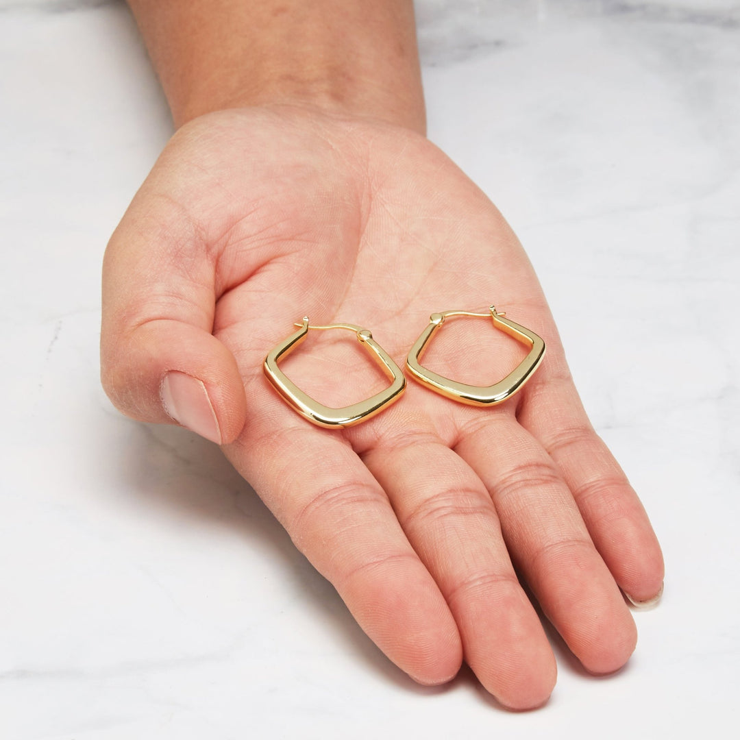Gold Plated Medium Chunky Hoop Earrings - Philip Jones Jewellery
