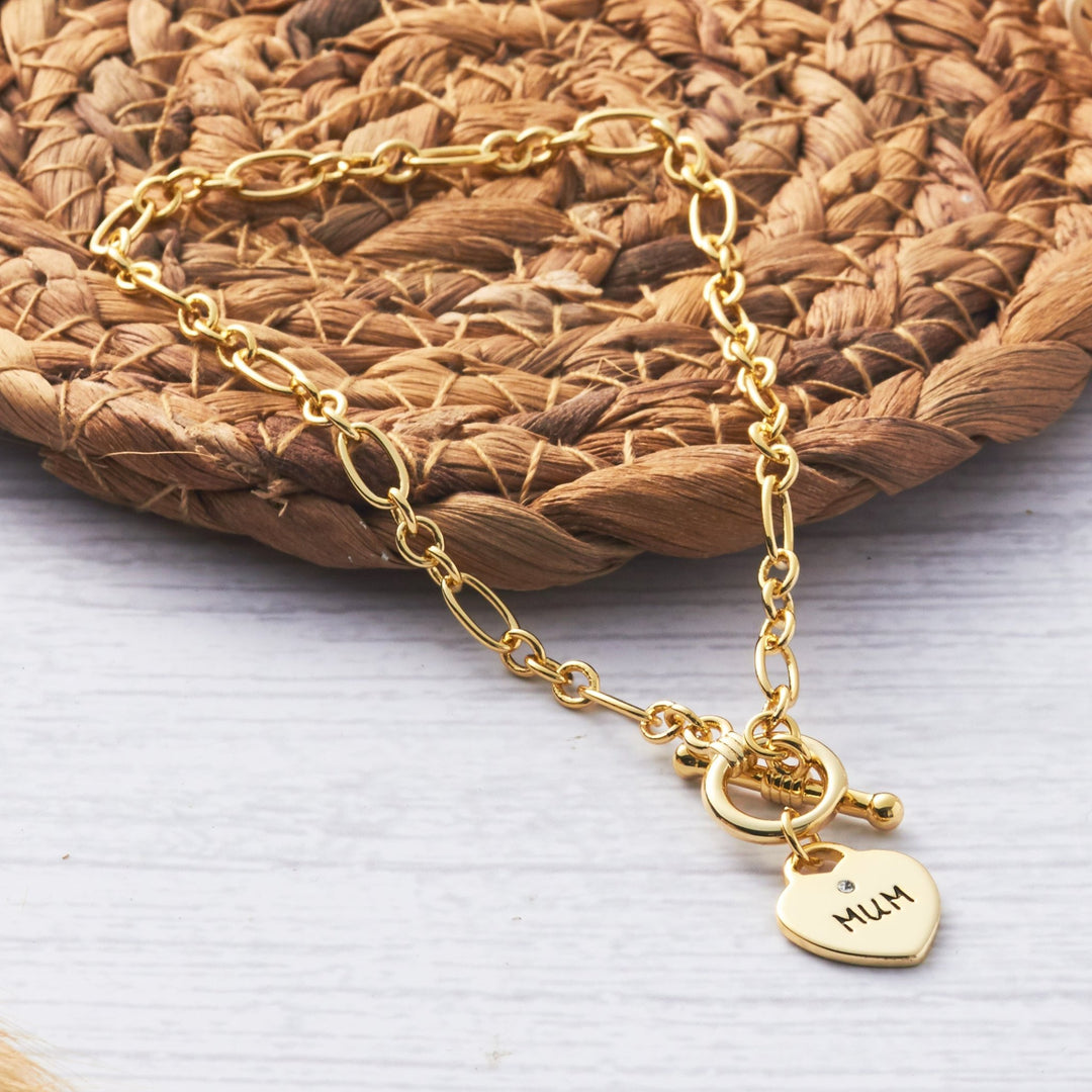 Gold Plated Mum Charm Bracelet Created with Zircondia® Crystals - Philip Jones Jewellery