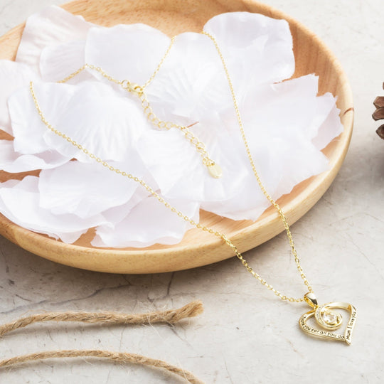 Gold Plated Mum I Love You Quote Necklace Created with Zircondia® Crystals - Philip Jones Jewellery