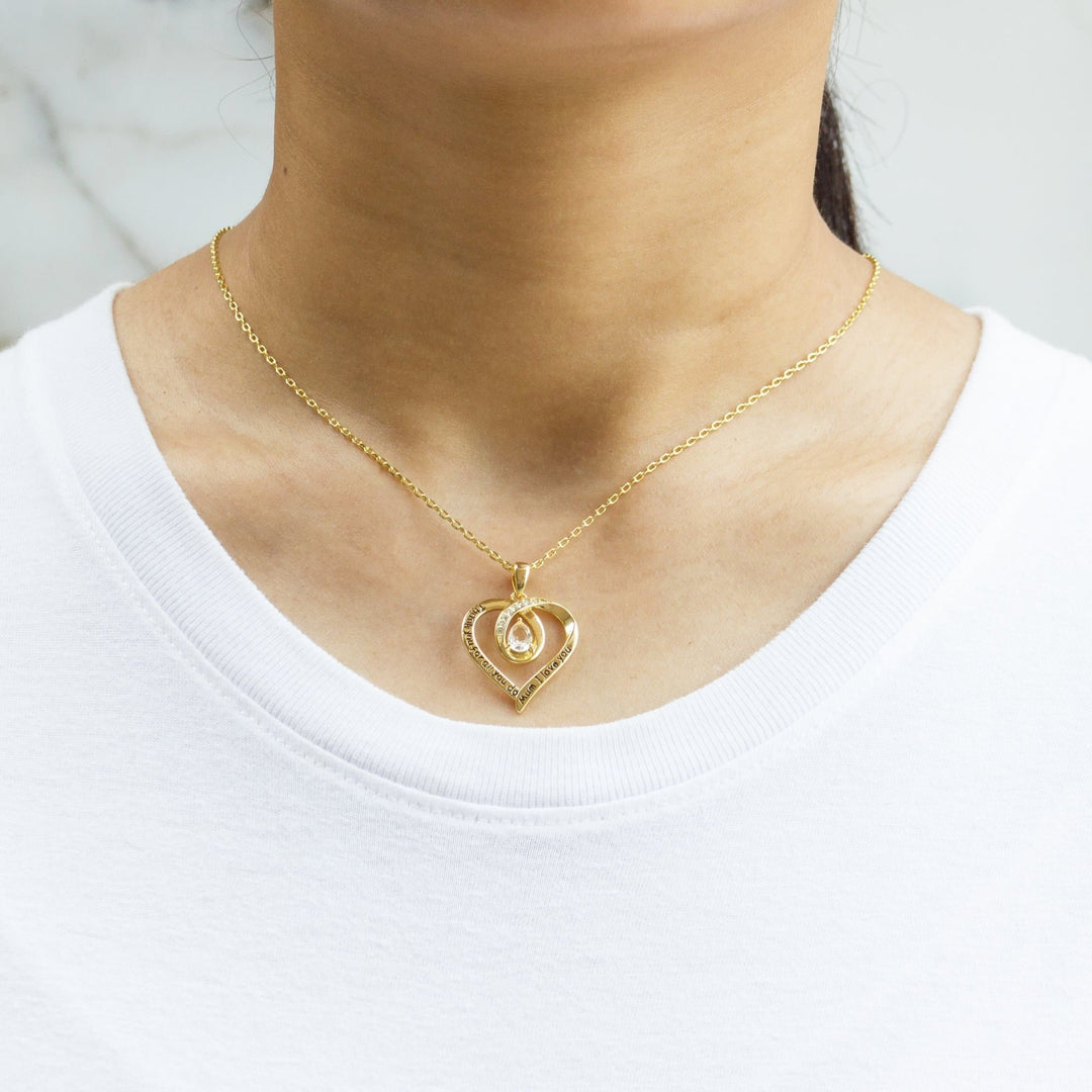 Gold Plated Mum I Love You Quote Necklace Created with Zircondia® Crystals - Philip Jones Jewellery
