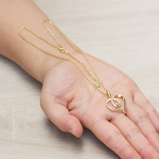 Gold Plated Mum I Love You Quote Necklace Created with Zircondia® Crystals - Philip Jones Jewellery