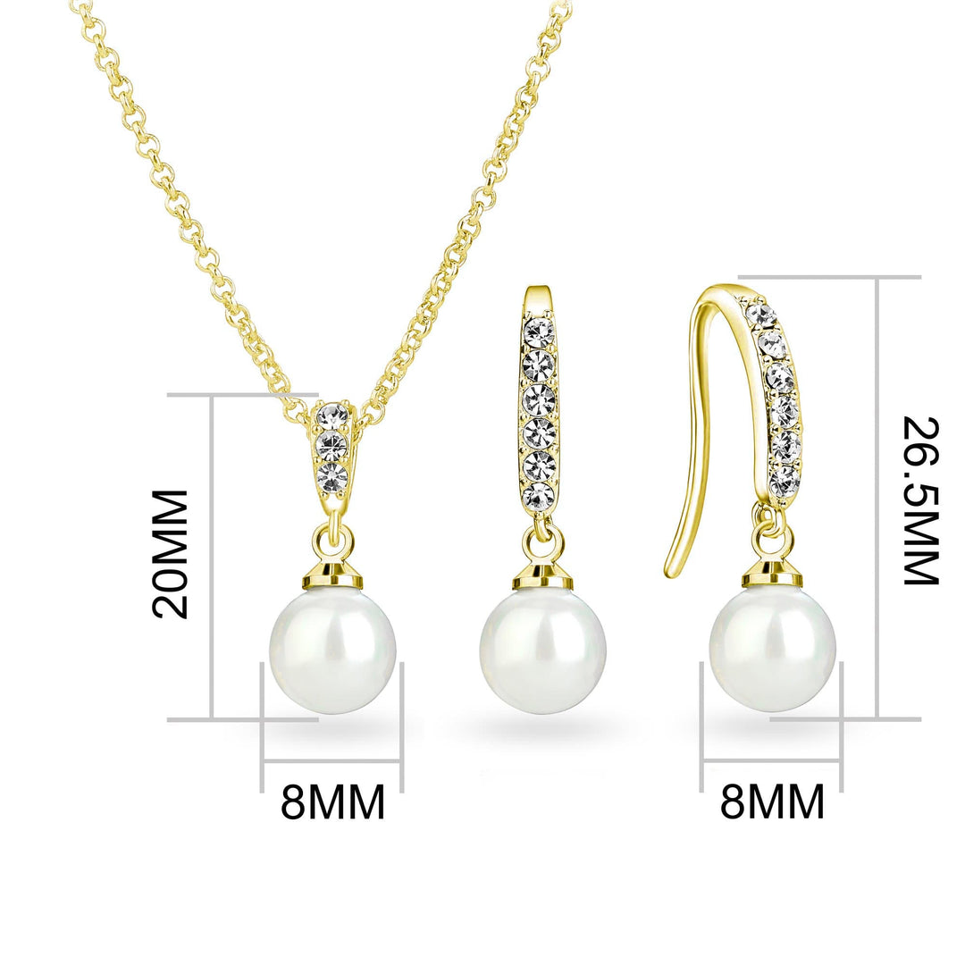 Gold Plated Pearl Drop Set Created with Zircondia® Crystals - Philip Jones Jewellery