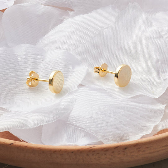 Gold Plated Round Dot Stud Earrings - Philip Jones Jewellery