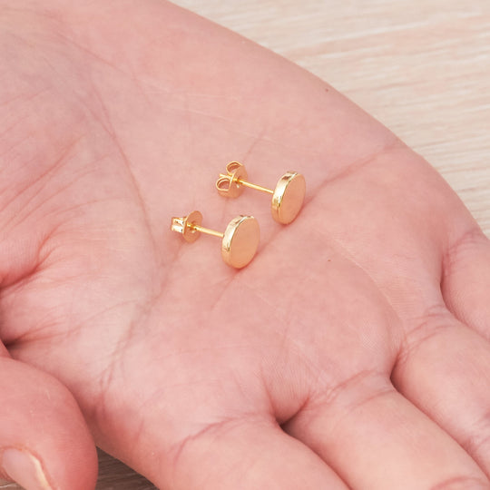 Gold Plated Round Dot Stud Earrings - Philip Jones Jewellery