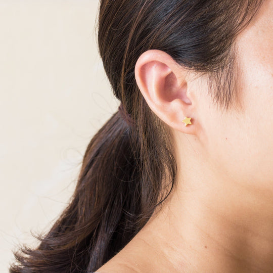 Gold Plated Star Stud Earrings - Philip Jones Jewellery