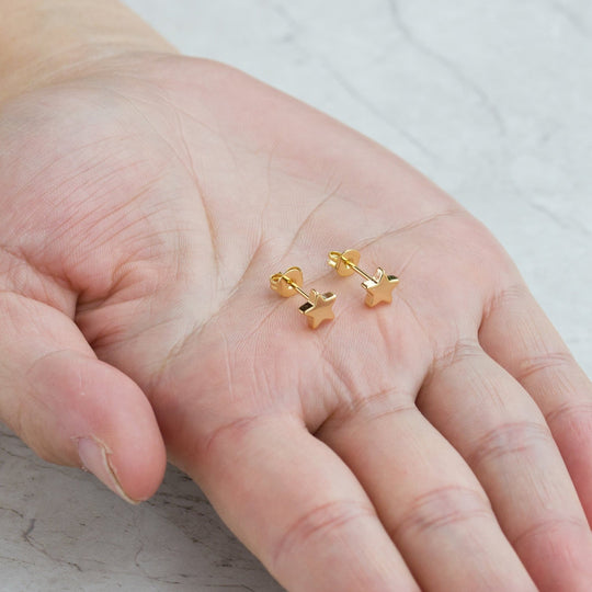 Gold Plated Star Stud Earrings - Philip Jones Jewellery