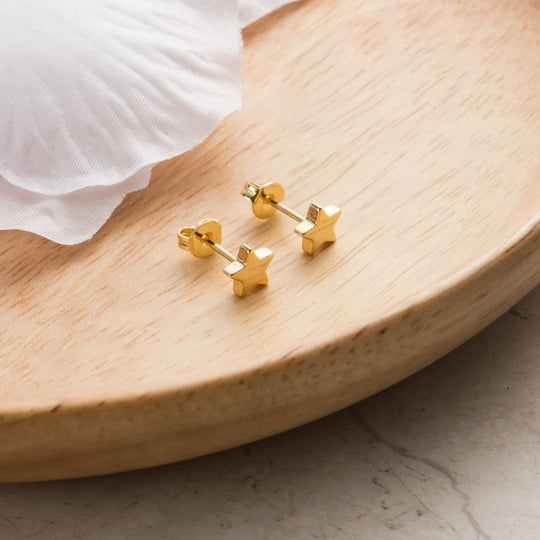 Gold Plated Star Stud Earrings - Philip Jones Jewellery