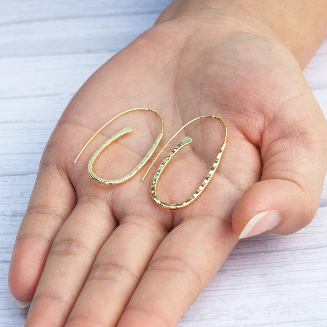 Gold Plated Sterling Silver Hammered Hoop Earrings - Philip Jones Jewellery