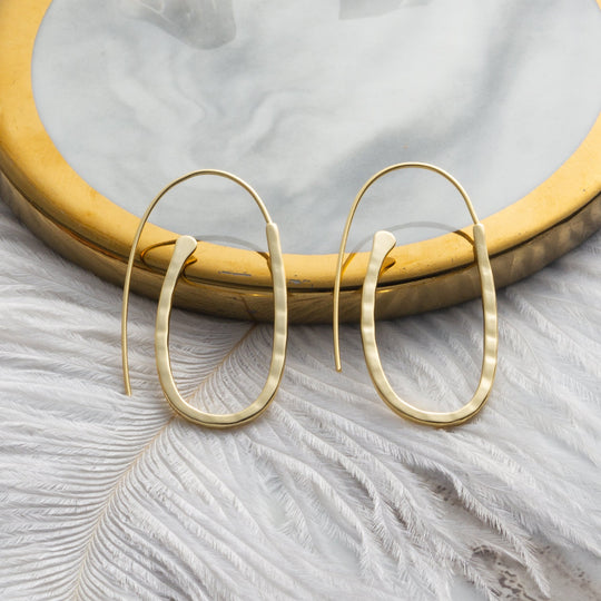 Gold Plated Sterling Silver Hammered Hoop Earrings - Philip Jones Jewellery