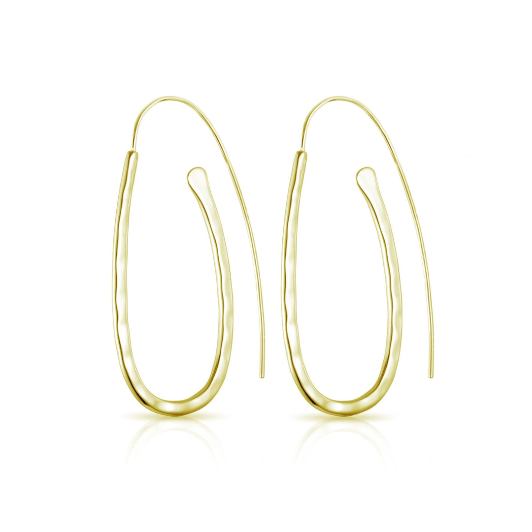 Gold Plated Sterling Silver Hammered Hoop Earrings - Philip Jones Jewellery