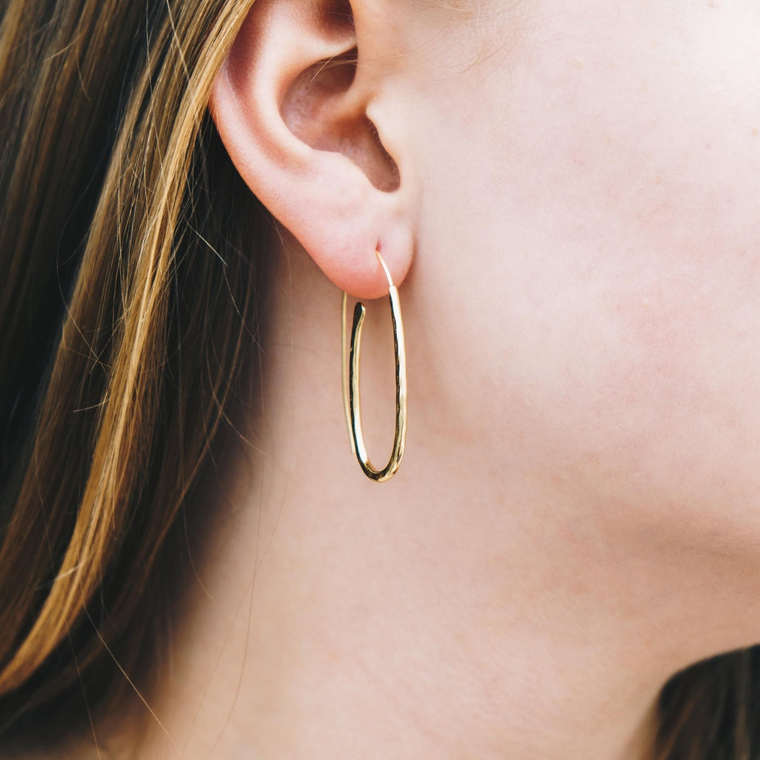 Gold Plated Sterling Silver Hammered Hoop Earrings - Philip Jones Jewellery