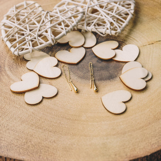 Gold Plated Sterling Silver Teardrop Thread Earrings - Philip Jones Jewellery