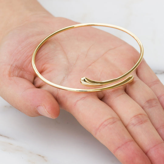 Gold Plated Teardrop Bangle - Philip Jones Jewellery